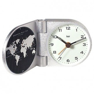  Reloj despertador de viaje moderno World Trotter en Gotham White 