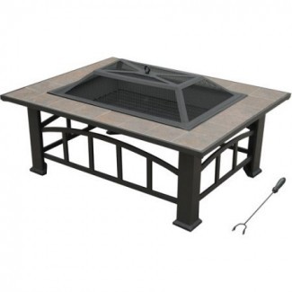  Axxonn Rectangular Tile Top, fogata / mesa de leña al aire libre a la venta, bronce marrón 
