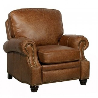  BarcaLounger Longhorn II Leather Reclinable Chaps Saddle Top Grain Leather Chair con patas de madera espresso 