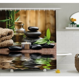  Juego de cortinas de baño de masaje de zen de spa asiático Zen con aceite de hierbas y velas aromáticas 