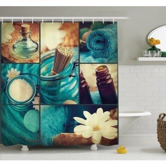  Margaritas temáticas de spa Perfumes Toallas e incienso Artwork Collage Cortina de ducha 