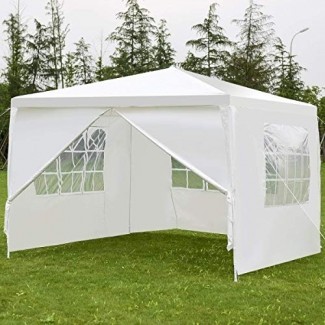  Tangkula 10'x10 'Canopy Party Wedding BBQ Carpa para trabajo pesado Gazebo Shelter Shelter Pavilion Cater Evento al aire libre con lateral Paredes 