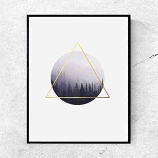  Cartel de la montaña escandinava Arte geométrico Triángulo Arte de la pared Cartel de la oficina del bosque Cartel de la pared colgante Cartel nórdico minimalista 8x10 Pulgadas sin marco 