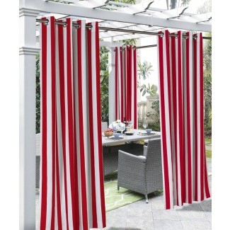  Panel de cortina simple de ojal a rayas semi-transparente para exteriores Gonzalo Decor 