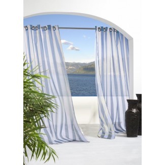  Odessa Panel de cortina simple con ojal a rayas transparentes para exteriores 