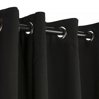  Cortina de exterior Sunbrella con arandelas - Arandelas de níquel - Negro 50x84 "