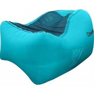  CleverMade QuikFill AirChair: Tumbona inflable reclinable con almacenamiento compacto, verde azulado 
