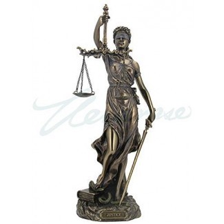  Bronce fundido en frío Cardinal Virtudes Estatua de Nuestra Señora de la Justicia, 11 3/4 pulgadas 