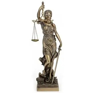  Gran acabado en bronce Lady Justice Escultura de estatua de 18 pulgadas 