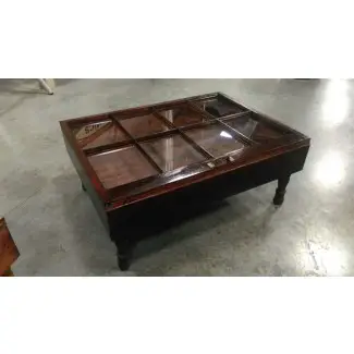  Mesa de centro con caja de sombra con tapa de cristal - Rascalartsnyc 