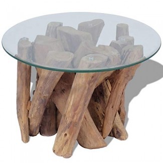  Mesa de centro de mesa de café de madera de teca maciza totalmente hecha a mano 