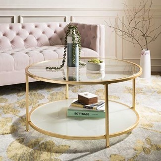  Safavieh COF6203A Home Collection Ivy Gold 2 Tier Round Coffee Table 