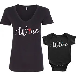  Threadrock Wine & Whine Infant Body & T-Shirt Set de camiseta con cuello en v para mujer 