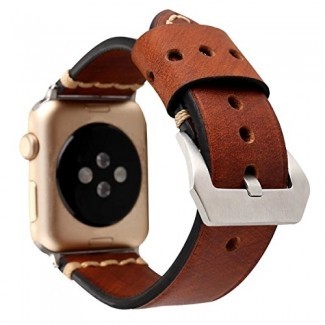  Correa de reloj de cuero genuino para Apple Watch 38mm / 42mm Correa vintage para Iwatch Series 3 2 1 Hombres Mujeres 
