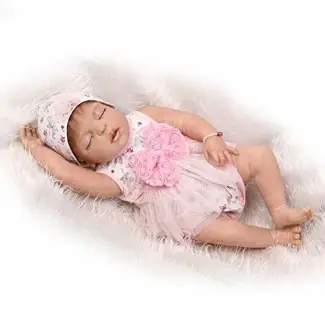  NPK Realistic Reborn Baby Dolls Girl 22 "Realista de silicona completa Body Sleeping Lavable Doll Toy Hecho a mano anatómicamente correcto Vestido rosa Set de regalo para edades 3+ 