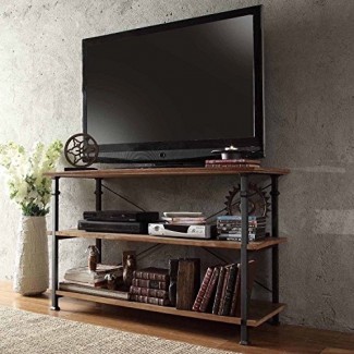  ModHaus Modern Industrial Light Brown - Soporte de TV rústico de madera y metal marrón - para televisores de hasta 48 pulgadas Incluye bolígrafo ModHaus Living (TM) 