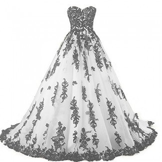  Kivary Vintage Gothic Black Lace Ball Gown Vestidos largos de baile Vestidos de novia 