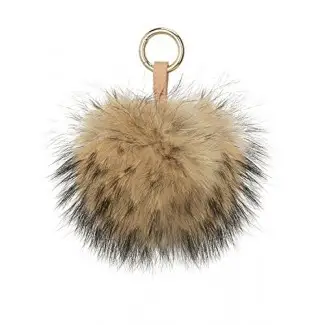  Fosrion Large Genuine Raccoon / Fox Fur Pom Llavero Bolso Charm Fluffy Fur Ball 