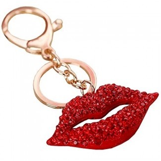  Big 3D Red Hot Lips Shape Sparkling Charm Blingbling Lady Sex Lip Keychain Keyring Crystal Rhinestone Pendant Handbag Purse Charm Ornament 