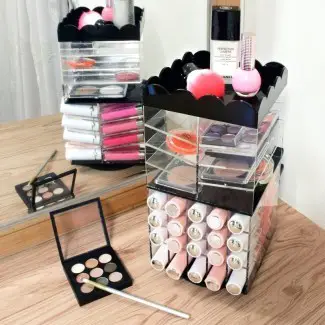  Organizador cosmético de maquillaje de lápiz labial de almacenamiento de paleta giratoria 