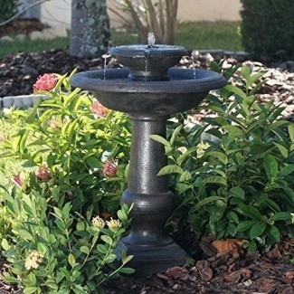  Fuente de agua al aire libre con energía solar más vendida Home Garden Yard - Diseño relajante en niveles de dos niveles con mini cascadas - Acabado en bronce engrasado Diseño elegante 