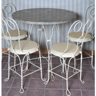  Marble Ice Cream Parlor Table and Chairs: EBTH 