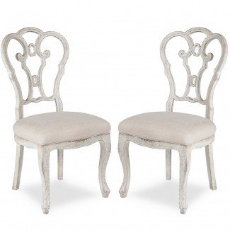 Vintage Shabby Chic Scroll Chairs - blanco desgastado 