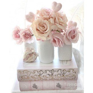 Dreamy Pastel Shabby Chic Melocotón y rosas blancas rosadas ... 