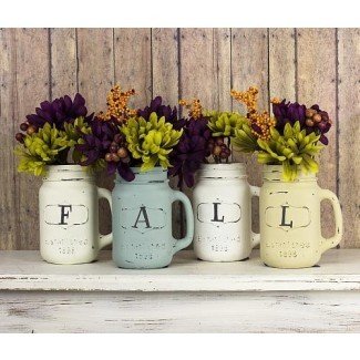  Shabby Chic Fall Mason Jar Vases - Proyecto de DecoArt 