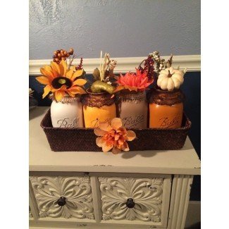  17 Shabby Chic Handmade Fall Mason Jar Decor Ideas para 