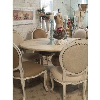  Painted Cottage Chic Shabby French Linen Round Dining ... 