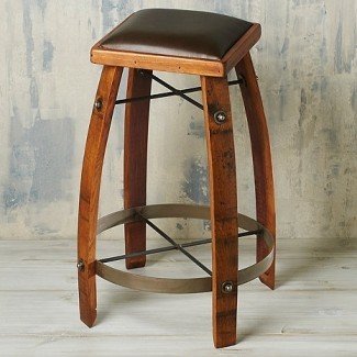  Vintage Oak Wine Barrel Bar Stool 24 Inches with Chocolate 