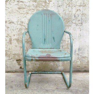  Retro Metal Lawn Chair Teal Rustic Vintage Porch Furniture 