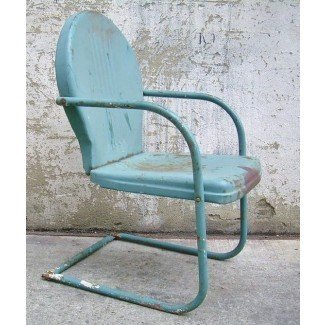  Silla de jardín de metal retro Teal Rustic Vintage Porch Furniture ... 