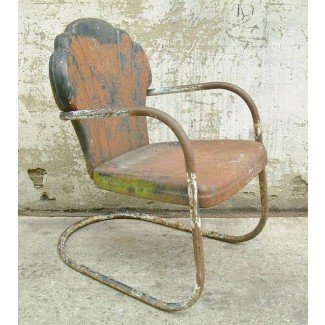  Retro Metal Lawn Chair Scallop Back Rustic Vintage Porch ... 