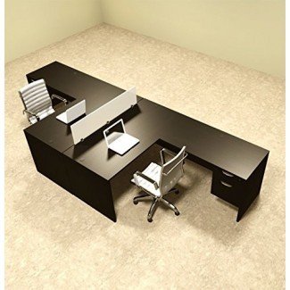  Juego de escritorio de estación de trabajo de oficina con divisor en forma de L para dos personas, # OT-SUL-FP40 