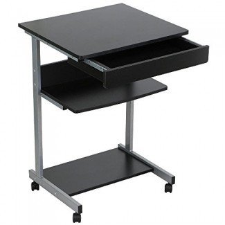  go2buy Escritorio / mesa compacta con ruedas para computadora portátil con cajones y estante para muebles de espacios pequeños 