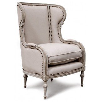  French Country Borges Taupe Wing Chair - Transitional ... 