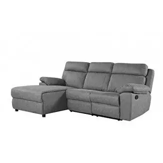 Sofá seccional reclinable clásico tradicional de espacio pequeño, sofá reclinable en forma de L 