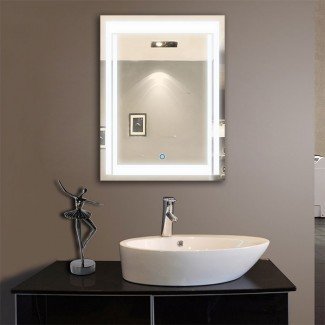  Espejo de pared con luz LED para baño Espejo de vanidad iluminado ... 