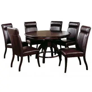 Hillsdale Nottingham Set de comedor redondo de 7 piezas, Dark Espresso, el juego incluye 1 mesa y 6 sillas 