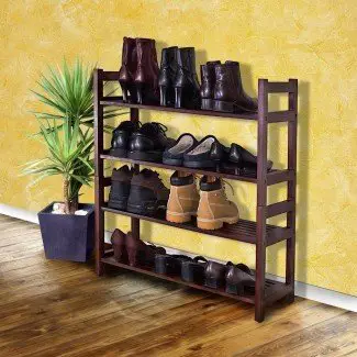  Estante de almacenamiento de zapatos Organizador de armario de madera Zapatos Ahorro de espacio ... 