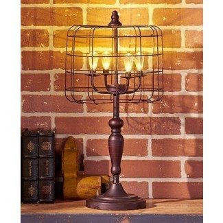  Lámpara de jaula de bronce de estilo vintage con pilas 