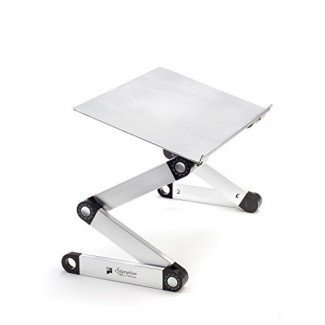  Portátil ajustable de aluminio Soporte para computadora portátil / Escritorio / Mesa Portátil Macbook TV ergonómica Cama Bandeja de cama de pie Sentado - Plateado 