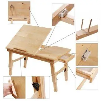  Mesa para computadora portátil plegable de madera maciza para computadora portátil, ajustable ... 