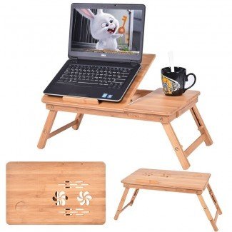  Mesa de escritorio plegable portátil de bambú Mesa de desayuno cama plegable ... 