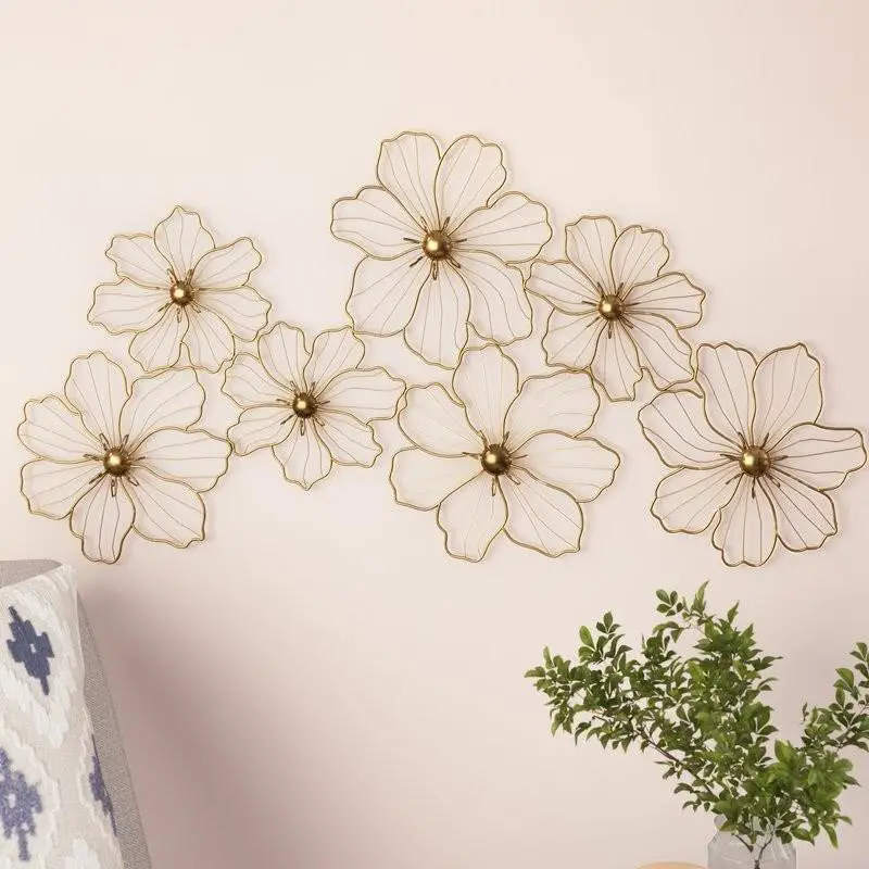 Decoración de pared de flores de metal