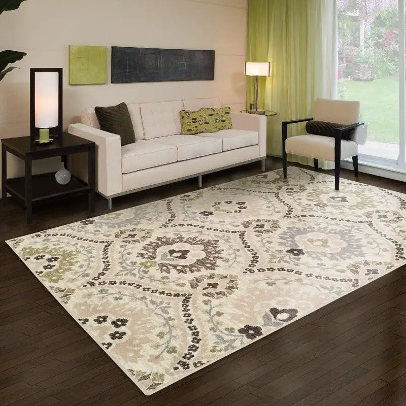 Alfombra de área de crema y marfil