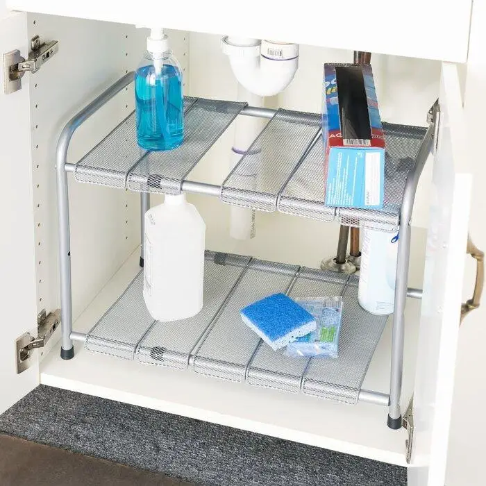 Silver Metal Flat Wire Shelving Rack Estante de alambre plano plateado de metal plateado