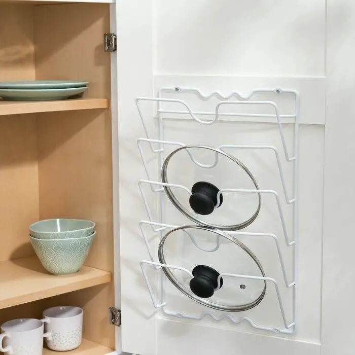 White Metal Rack Cabinet Door Organizer Organizador de puerta de gabinete de bronce de acero